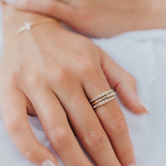 Pearl 14K Gold Vermeil Band Ring in Freshwater - Picture 4 of 6